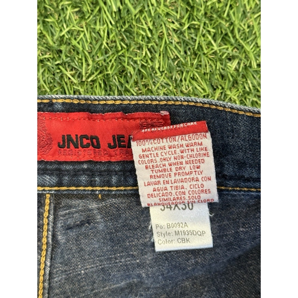 Vintage JNCO Jorts Mens 34 Dark Denim Skull Embroidered Y2K Shorts - Picture 7 of 16